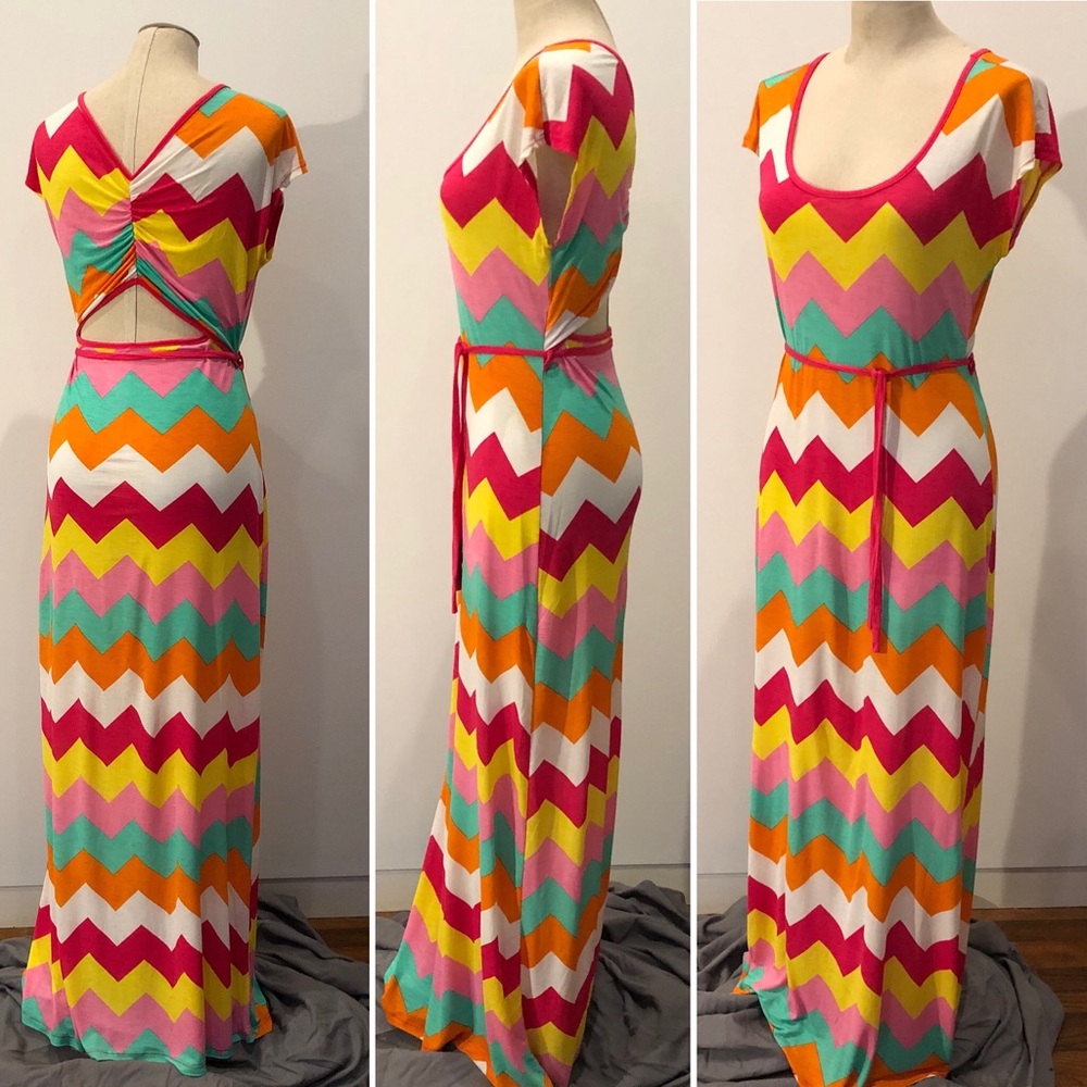 Cap sleeve maxi dress, colorful